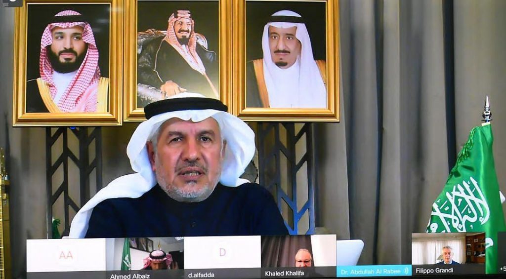 الدكتور الربيعة يلتقي – عبر الاتصال المرئي – المفوض الأوروبي لإدارة الأزمات