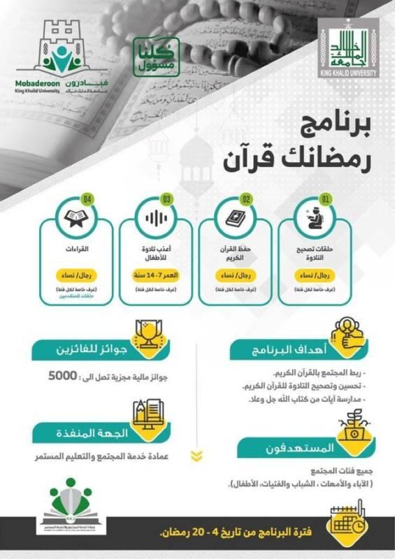 جامعة الملك خالد تعلن أسماء الفائزين بجوائز مسابقة “رمضانك قرآن”