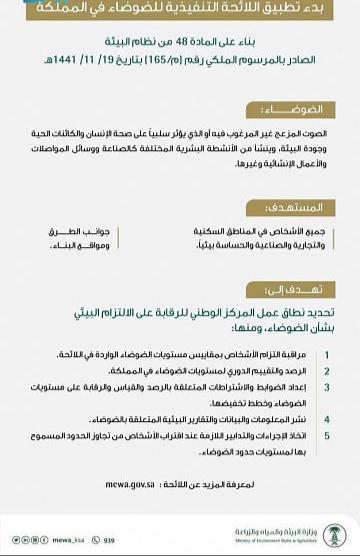 البيئة” تبدأ تطبيق اللائحة التنفيذية للضوضاء في المملكة