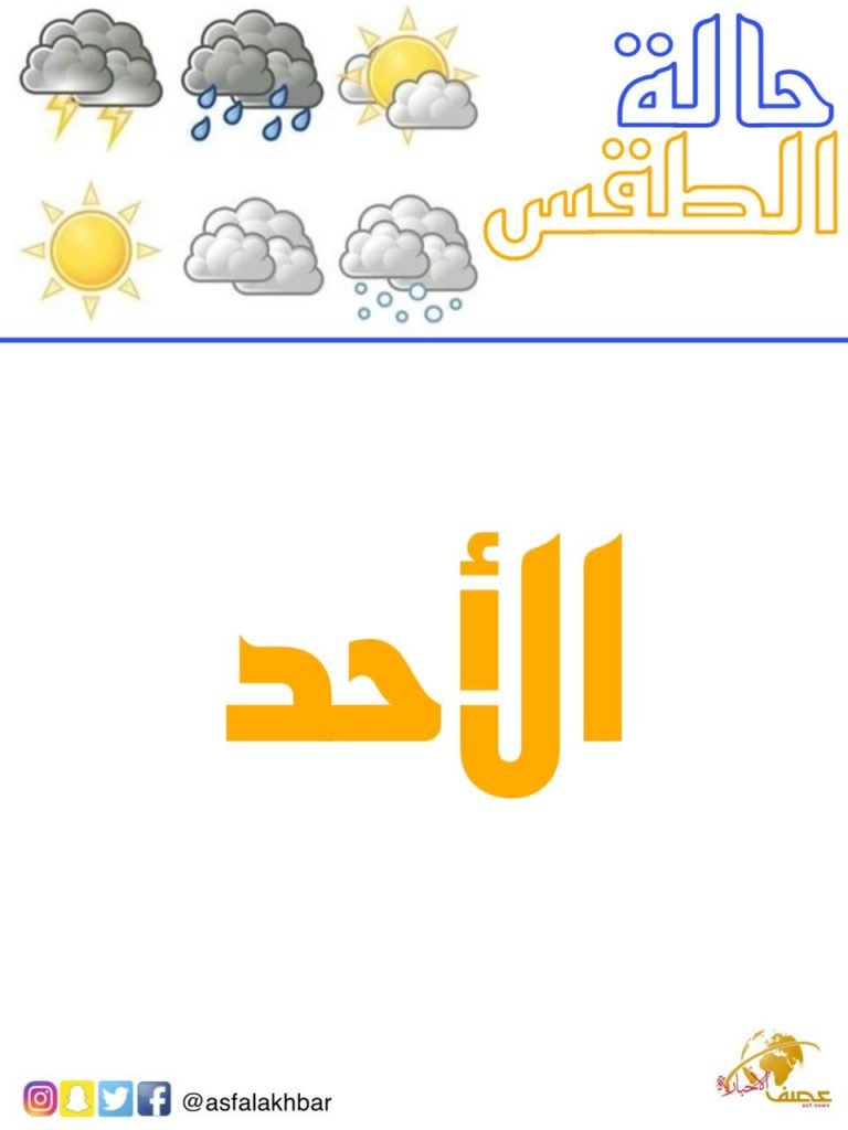 حالة الطقس المتوقعة اليوم الأحد