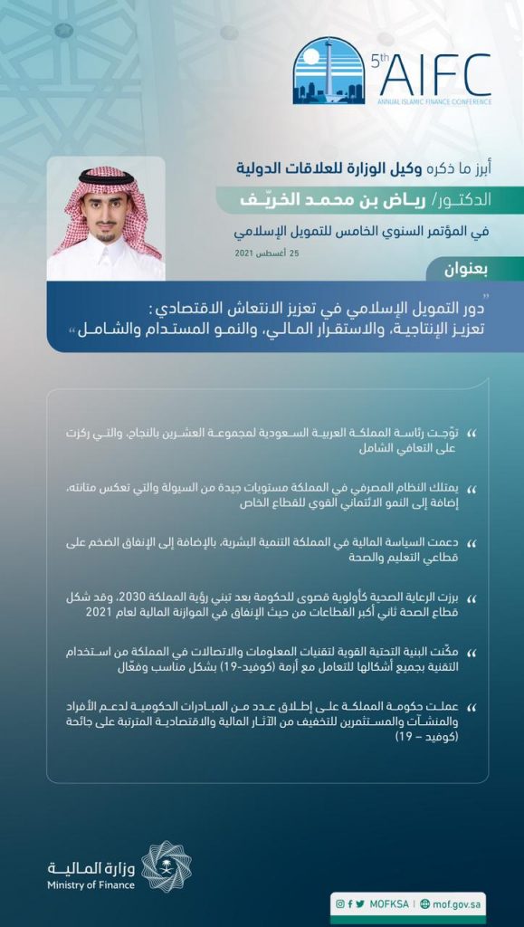 وزارة المالية تشارك في المؤتمر السنوي الخامس للتمويل الإسلامي