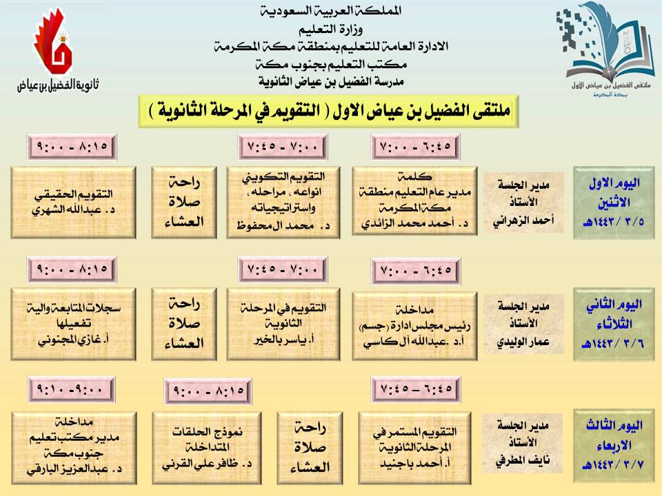 تعليم مكة يدشن ملتقى(التقويم في المرحلة الثانوية) ويستهدف المعلمين والمعلمات المرحلة الثانوية في المملكة.