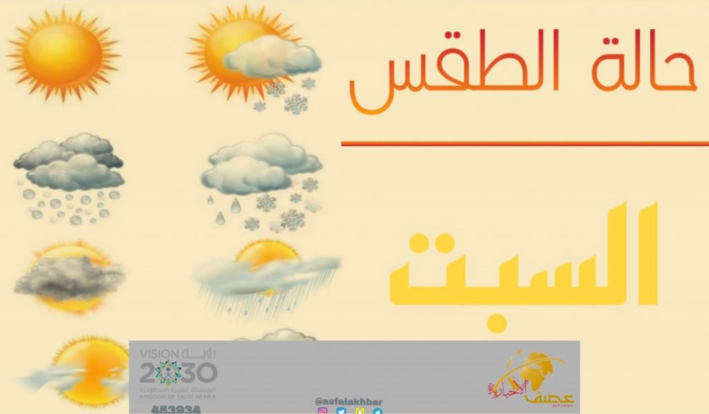 حالة الطقس المتوقعة اليوم السبت