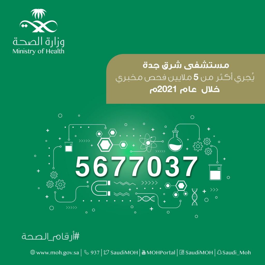 أكثر من 5 ملايين فحص مخبري بمستشفى شرق جدة