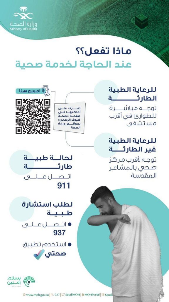“الصحة” توضح للحجاج خطوات الاستفادة من الخدمات العلاجية