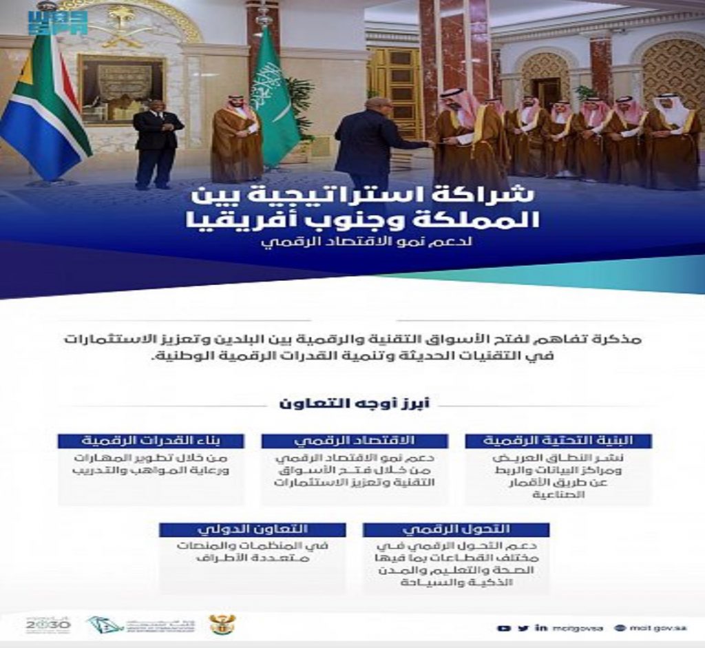 شراكة استراتيجية بين المملكة وجنوب أفريقيا لدعم نمو الاقتصاد الرقمي