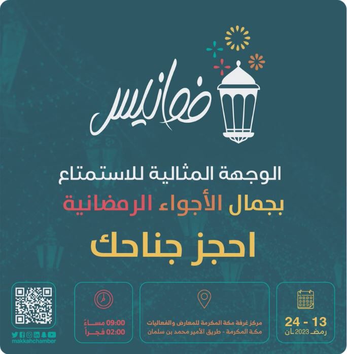 13 رمضان انطلاق النسخة السادسة من فعالية “فوانيس” بـ”غرفة مكة”