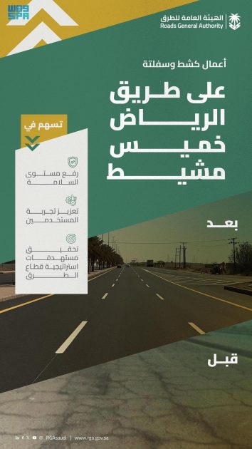 “هيئة الطرق”: الانتهاء من أعمال الصيانة على طريق الرياض/ خميس مشيط