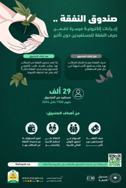 صندوق النفقة .. إجراءات إلكترونية ميسرة تضمن صرف النفقة للمستفيدين دون تأخير