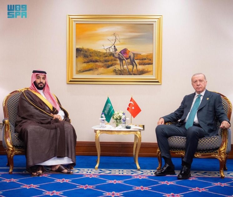 سمو ولي العهد يلتقي رئيس الجمهورية التركية