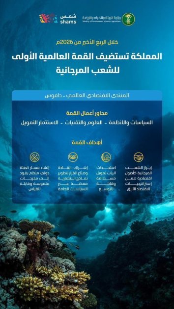 المملكة تستضيف القمة العالمية الأولى للشُّعب المرجانية نهاية العام الجاري ترسيخًا لريادتها الدولية في حماية النظم البيئية البحرية