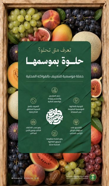 البيئة” تطلق حملة “حلوة بموسمها” للتعريف بالفواكه المحلية دعمًا للمزارعين والمنتجين