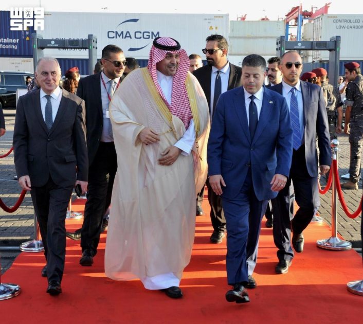 السفير الدوسري يشارك في حفل وضع الحجر الأساس لتوسعة محطة الحاويات في مرفأ بيروت